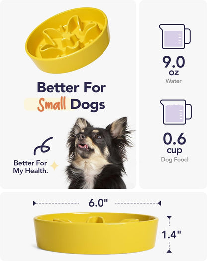 LE TAUCI Dog Bowls Slow Feeder Ceramic, 1.5 Cup Slow Feeding Bowl for Small and Medium Breed, Puzzle Dog Food Bowl for Fast Eater, Maze Purple