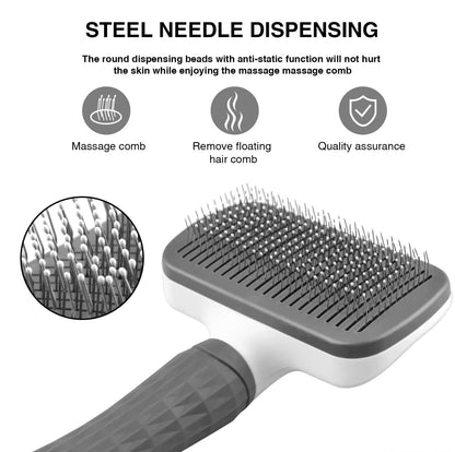 We Love Doodles Professional Slicker Brush for Goldendoodles and Long-Haired Dogs, Self-Cleaning Grooming Tool with Ergonomic Handle, Fine Wire Bristles, Blue (Blue)