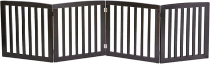 Freestanding Dog Door Indoor Folding Puppy Gate for Doorways Stairs 4-Panel Wood Pet Safe Barrier Fence for Hallways, Gray