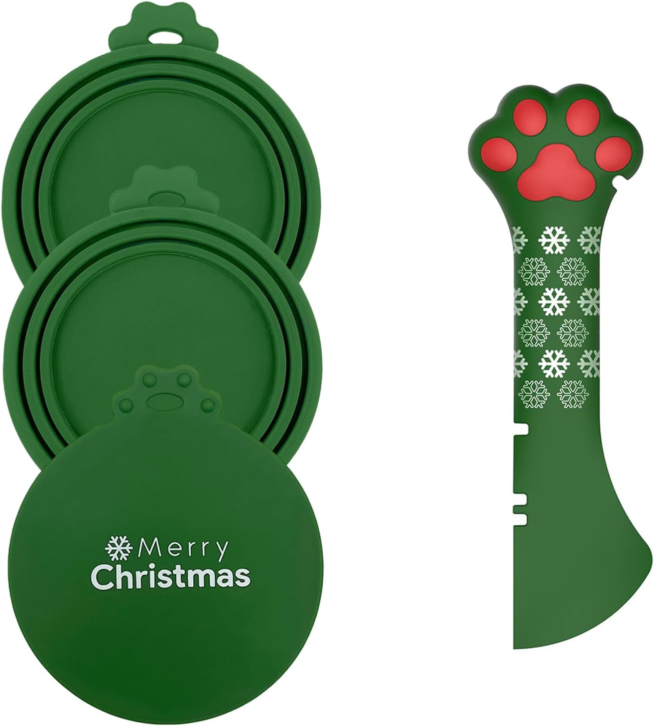 Pet Can Opener & 3 Pcs Cat Food Can Lids | Universal BPA Free Silicone Covers & Multi-Function Wet Food Spoon for Cat and Dog Food(Dark Blue)