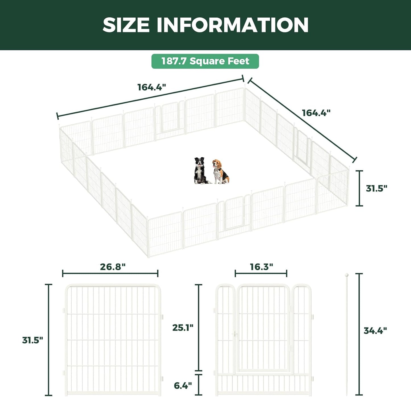 FXW Rollick Unleashed Dog Playpen for Indoor, Yard, RV Camping, 24 inch 8 Panels for Small and Puppy Dogs, Black│Patented