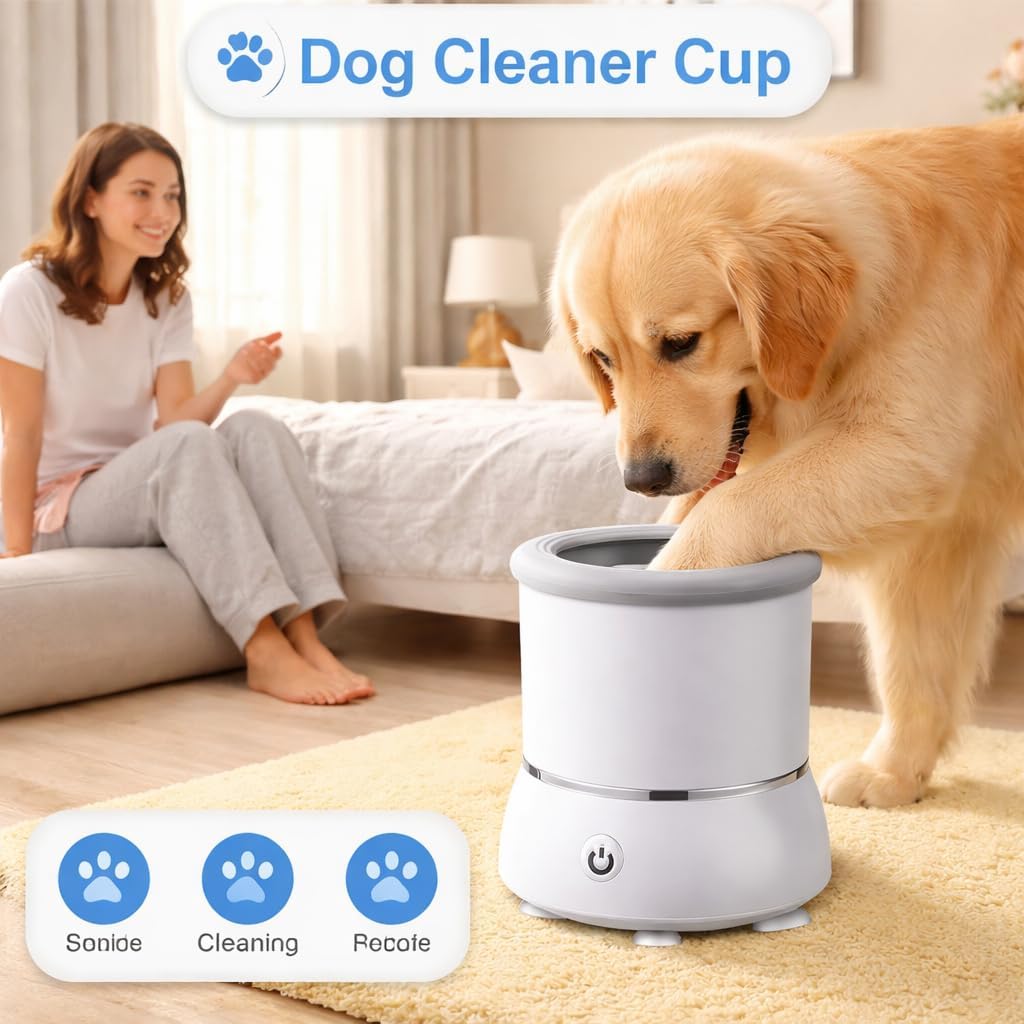 Automatic Dog Paw Cleaner 2025 New Dog Paw Cleaner Cup with USB Rechargeable, Paw Cleaner for Small Medium Large Breed Dogs Cats (White)