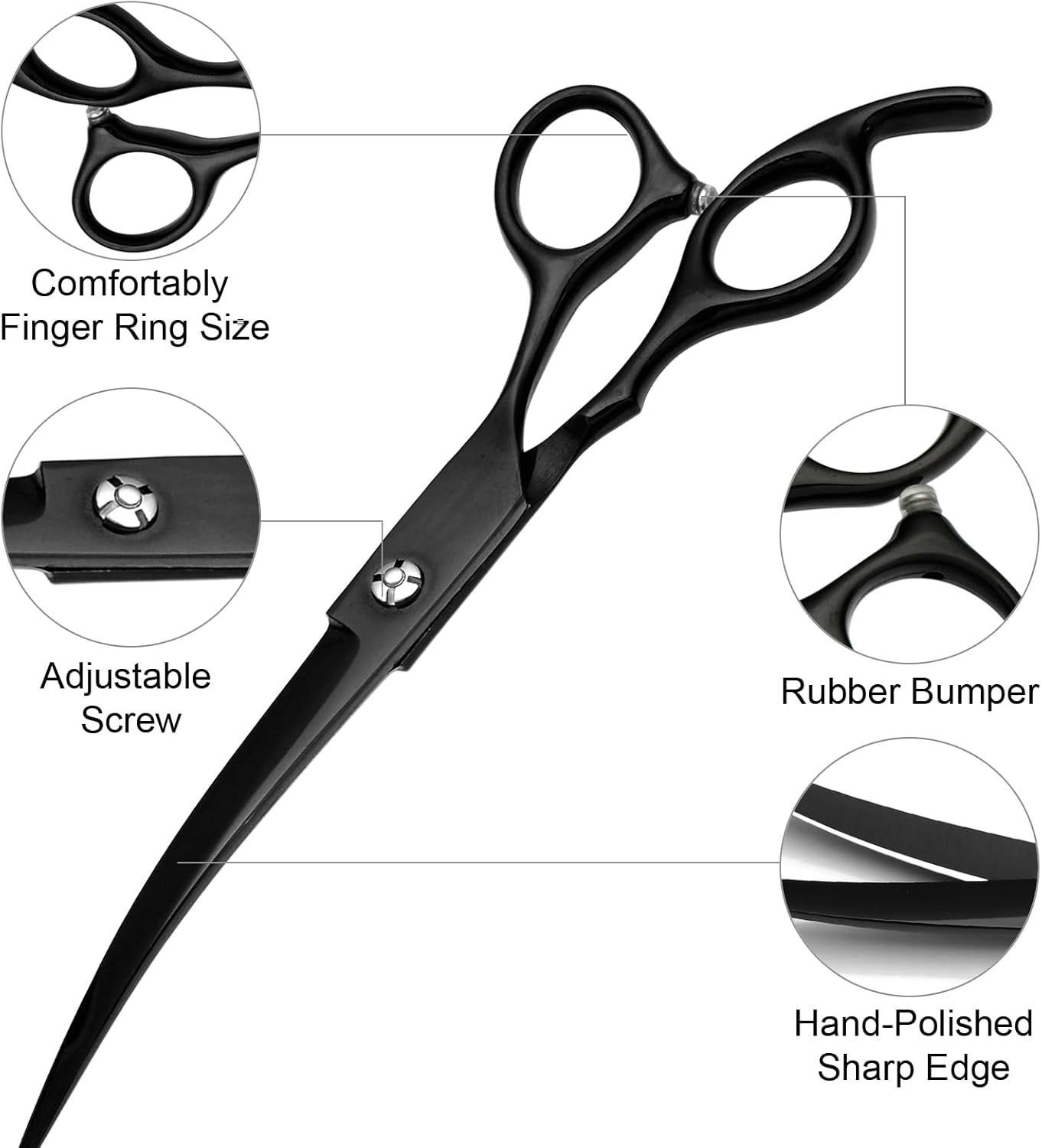 FAIGEO Dog Grooming Scissors with Safety Round Tips Stainless Steel Professional Dog Grooming Kit - Thinning, Curved Scissors and Comb for Cat Pet (Pink 4 in 1)