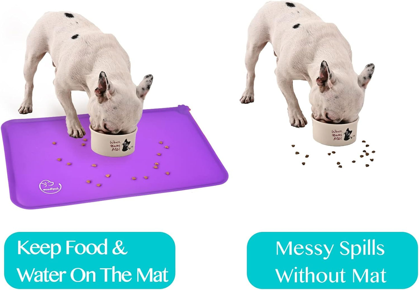 Silicone Waterproof Dog Cat Pet Feeding Mats, Non Slip, Easy Clean Pet Dog Cat Bowl Mats Placemat (18.5" x 11.5") Green