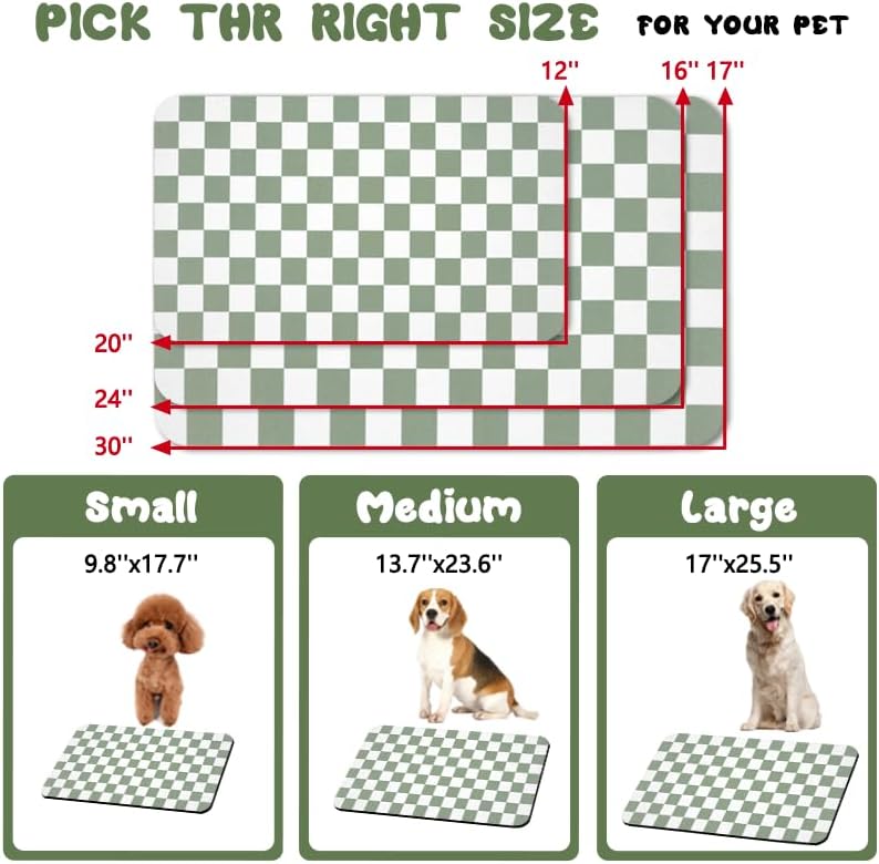 Dog Food Mats for Floors Waterproof, Pet Water Bowl Mats Pet Feeding Absorbent Placemats Plaid 12 * 20 inch