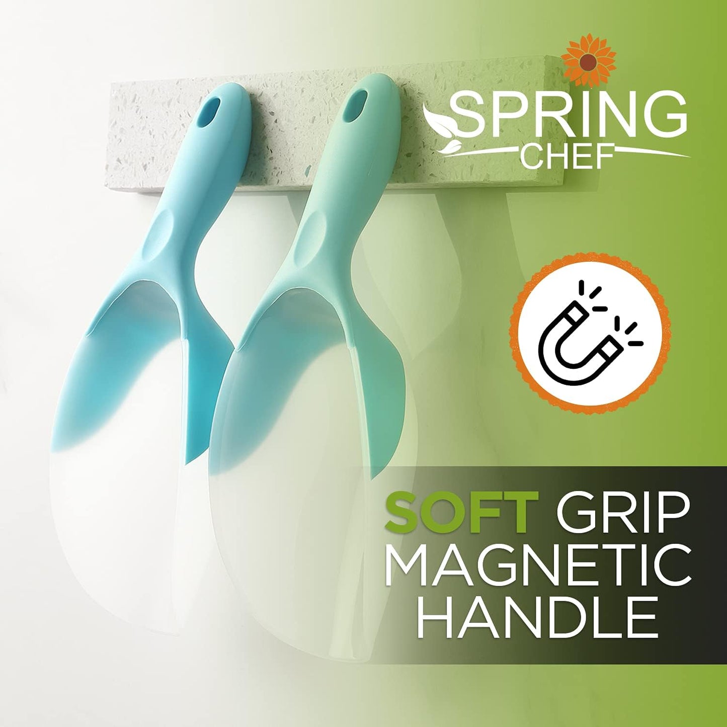 Spring Chef Dog Food Scoop, Contoured Translucent Flexi-Plastic Pet Food Scooper with Soft Grip Handle, Kitchen Magnetic Ice Scoop for Freezer, Ice Machine, Popcorn, Flour, Coffee Bean - Mint