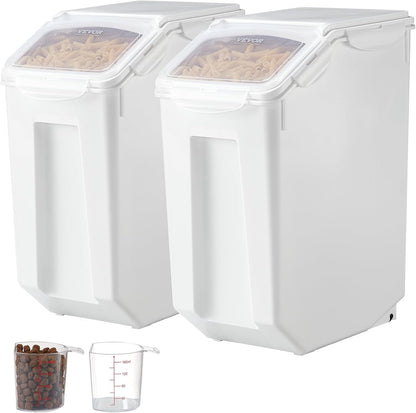 VEVOR Rice Storage Container, 4.5Gallon/20L Capacity Large Dog Food Dispenser Bin, Kitchen Ingredient Grain Cereal Flour Bin, Pet food Containers with Wheels, Measuring Cup, Airtight Lid, 1 Pack