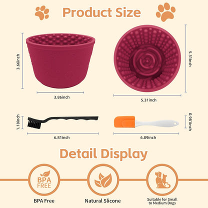 Dog Lick Bowl,Anxiety Relief Non-Slip Silicone Treat Bowl,Durable Anti-Choking Long-Lasting Enrichment Slow Feeder Licking Mat for Small Medium Large Breed,Freezable BPA Free Silicone Dishwasher Safe