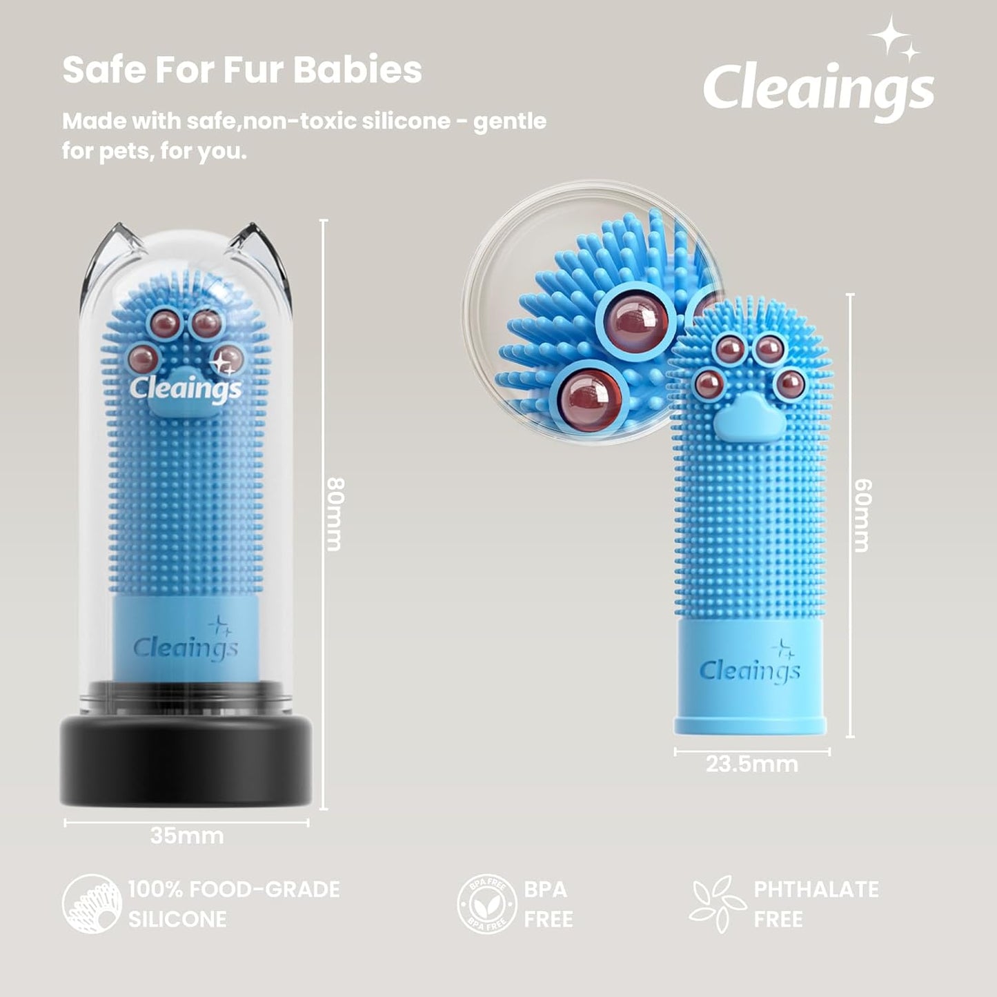 Dog Finger Toothbrush with Flavor Burst Beads, 360° Silicone Dog Toothbrush Kit for Dogs & Cats, Deep Teeth Cleaning, (36 Beads per Brush), No Pet Toothpaste Needed - 2 Pcs Chicken Flavor