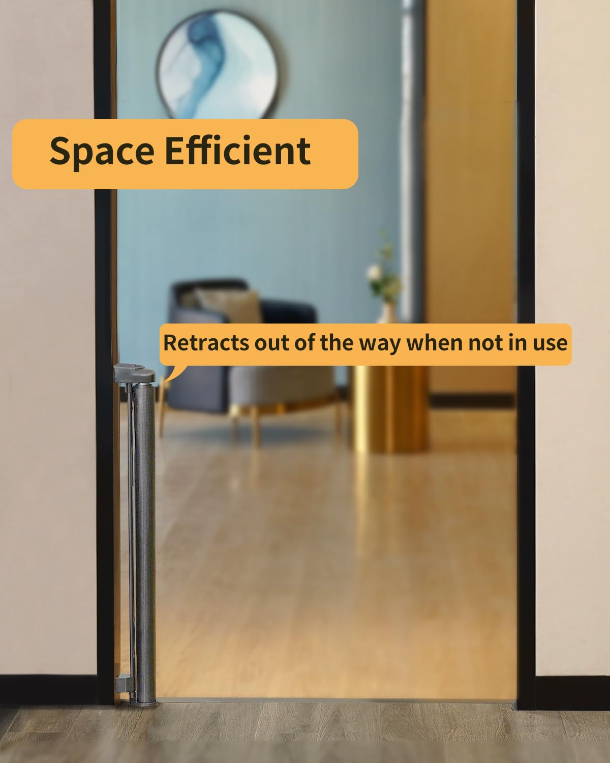 AOURMKOOP Retractable Baby Gate,Mesh Baby Gate or Mesh Dog Gate,33" Tall,Extends up to 55" Wide,Child Safety Gate for Doorways, Stairs, Hallways, Indoor/Outdoor（Black,33"x55"