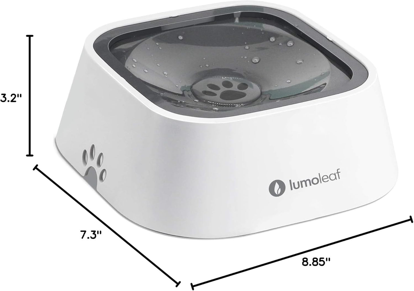 LumoLeaf No Spill Water Bowl for Dogs, Slow Feeder for Messy Drinkers, Drip-Free, Splash-Proof Design (Grey, 35oz)