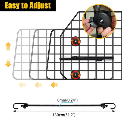Gtongoko Dog Car Barriers for SUVs, Vehicles, Cars, Trucks, Upgraded Adjustable Heavy-Duty Wire Mesh Pet SUV Barriers Universal-Fit, Car Accessories Safety Travel, 2pcs 51.2In Elastic Ropes Included
