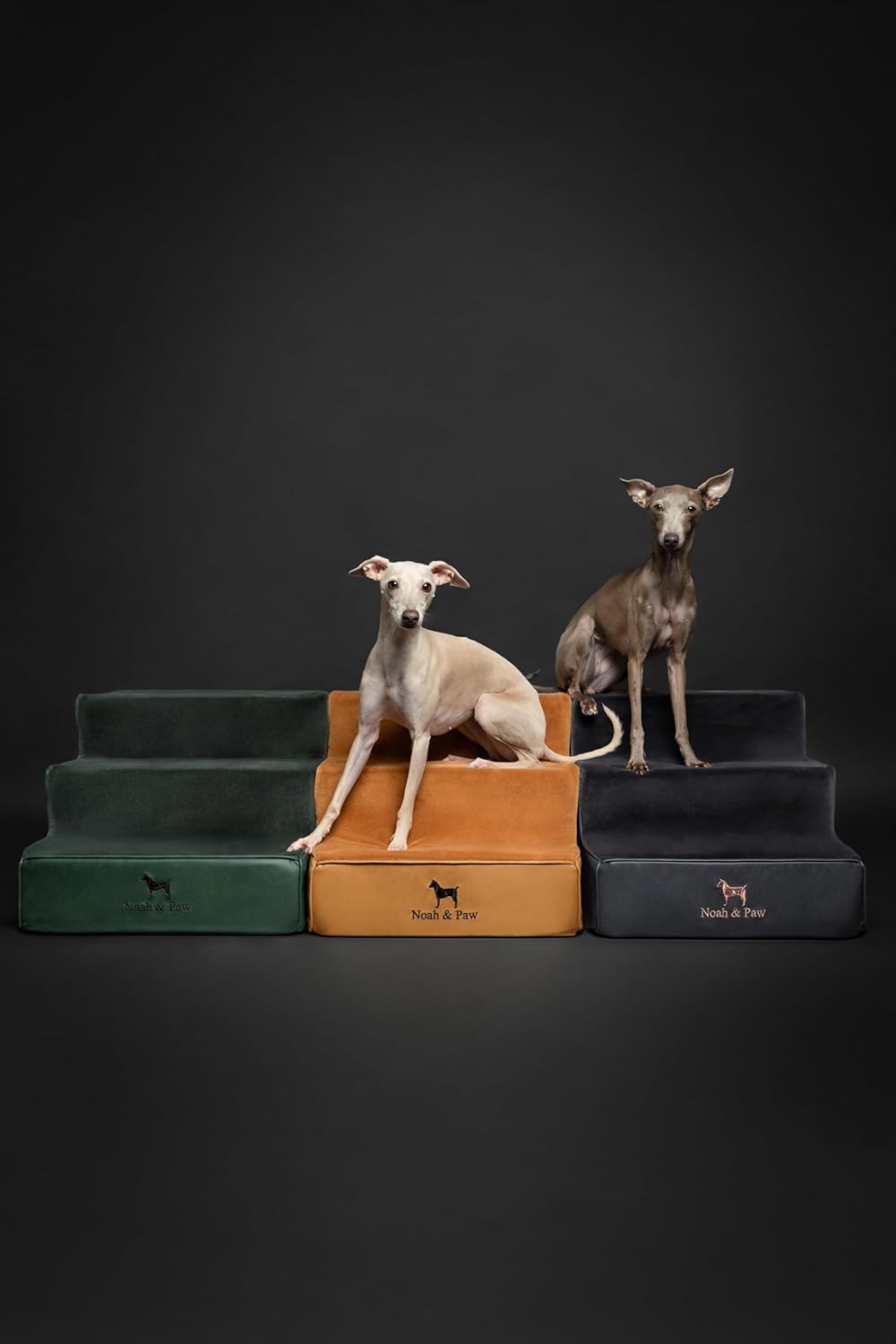 Noah & Paw Dog Stairs, Dog Ramp for Bed (20" Extra Wide) Pet Stairs for High Bed, Design to Fit Small and Large Breeds, Durable 5 Pet Steps for Couch (35 Foam Density) Leather Collection