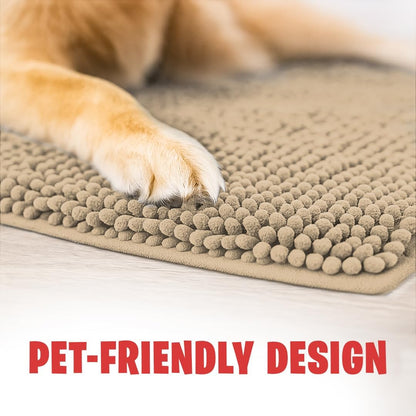 MudGuard Mat™ Dog Door Mat for Muddy Paws, Super Absorbent Microfiber, Non-Slip Indoor Mat, Quick Dry Chenille Mud Mat for Dogs & Entryway, Washable, Grey 19" x 30"