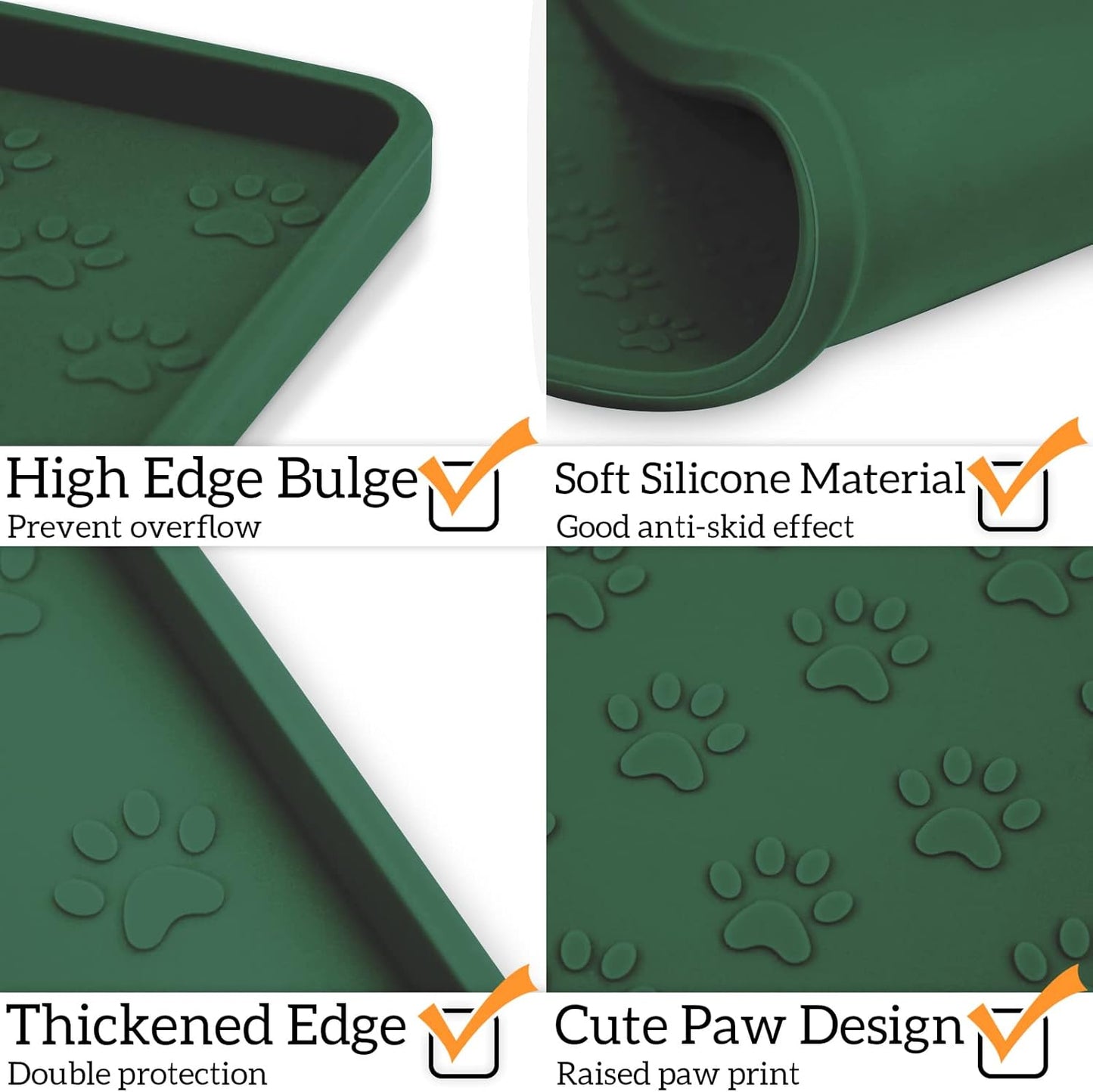 Ptlom Pet Placemat for Dog and Cat, Mat for Prevent Food and Water Overflow, Suitable for Small, Medium and Big Pet, 18" 12", Grey, Silicone