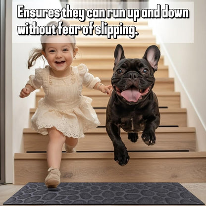 Aucuda 2pcs 8.5" x 30" Stair Treads Outdoor for Elders and Dogs on Wooden Steps, Non Slip Stair Runner Rug Heat Insulation Rubber Backing, Gray Staircase Mat Carpet for Indoor Grip Farmhouse.