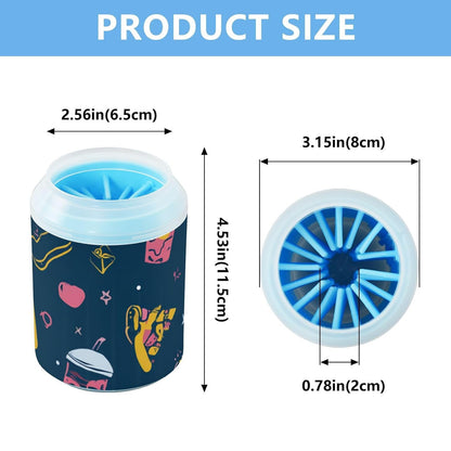 Dog Paw Cleaner Cups for Dogs Pet Foot Washer Paw Scrubber for Medium Small Dogs Cats Cleaning Cup Cute Yellow Fiesta Guitars Cacti and Ethnic Birds