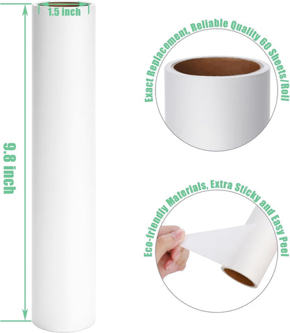 7.5 inch Lint Roller Refills Only, Pet Hair Remover Refills for Clothes Carpet Floor Couch, Extra Sticky Lint Brush Roller Refills, Pack of 5 Rolls, Total 300 Sheets (7.5'' Wide)