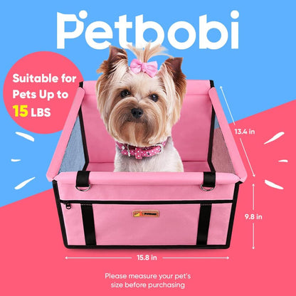 Petbobi Small Dog Car Seat, Dog Car Booster Seat for Small Medium Dogs 5-15 lbs, Foldable Front Seat Safety with Sturdy PVC Tube Frame, Breathable Mesh, Grey