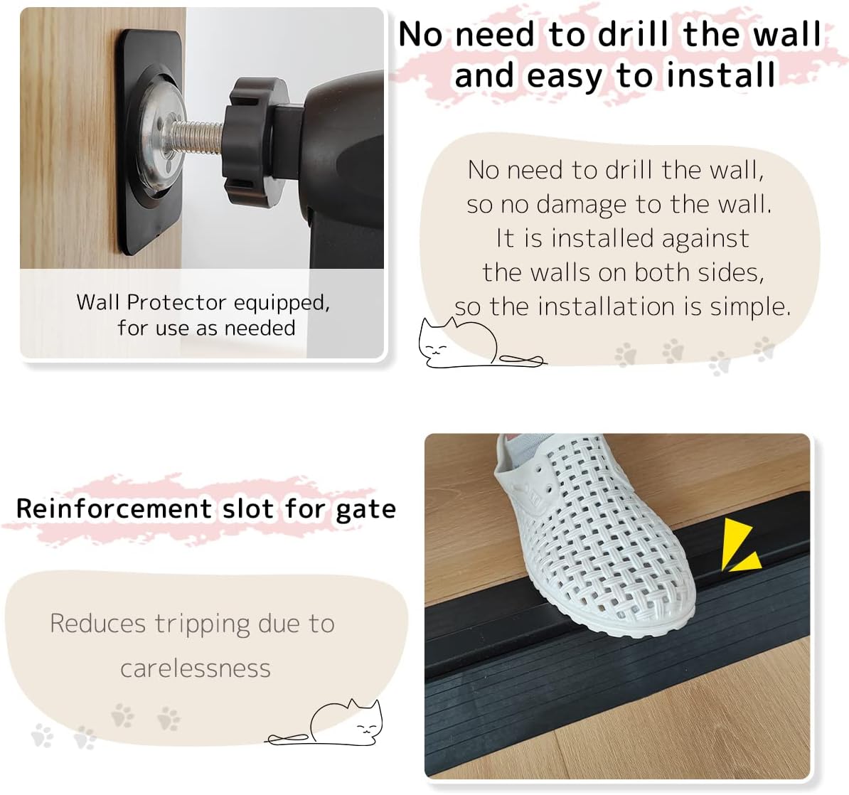 Lumizone Extra Tall Cat Gate 61.02" High Pressure Mounted Extra Wide 30.12"-34.05" (17Sizes) 1.37" Gap No Drilling Auto-Close Tall Pet Gate for Dogs (Black, 30.12"-34.05" W)