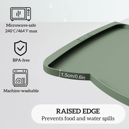 OHMO - Cat Food Mat, Silicone Pet Feeding Mat for Floor Non-Skid Waterproof Dog Water Bowl Tray, Easy to Clean Pet Placemat (Erythrinus, 18 * 9.8'')