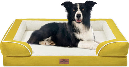Comfort Expression Orthopedic Dog Bed for Extra Large Dogs 42x30 Inch, Waterproof Egg Crate Foam XL Pet Bed with Removable Bolsters, Dog Couch with Washable Cover & Non-Slip Bottom, Grey - Colors B