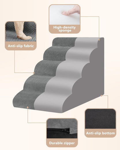 Aodisman Dog Stairs for Small Dogs,3 Step Dog Ramp for Couch and Bed,Pet Stairs with Non-Slip Bottom for Old Cats,Indoor Pet Steps,Comfort,Durable,15.4" H