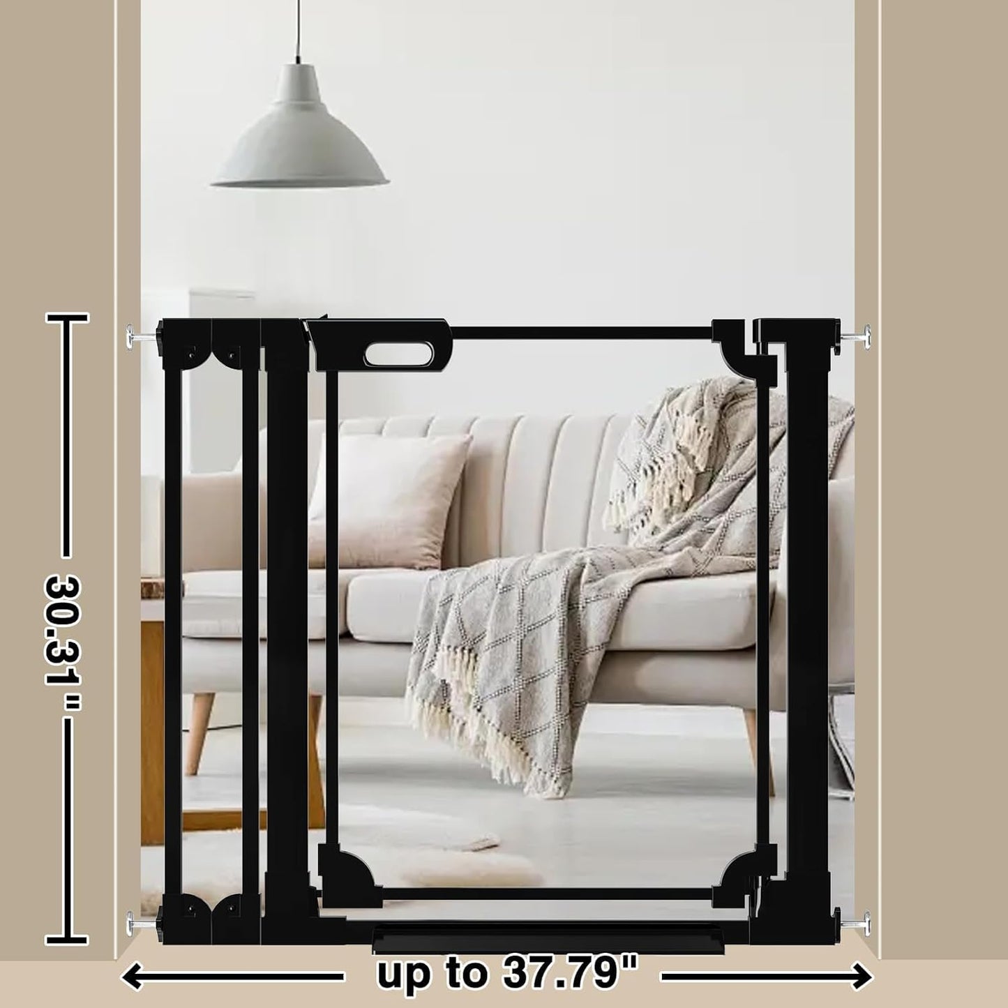 WAOWAO Clear Baby Gate for Stairs Modern Design Acrylic Auto Close Pet Gate, 29.52-37.79" Wide Safety Baby Gate for Doorways,White Clear Dog Gates Indoor, Hallways,Kitchen