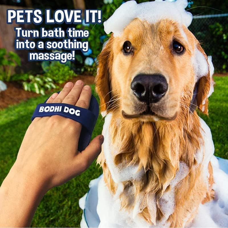 Bodhi Dog Shampoo Brush - Pet Grooming & Bath Supplies for Dogs and Cats - Bath Brush for Long & Short Hair - Premium Scrubber for Shower, Bathing & Massage (One Pack, Blue)