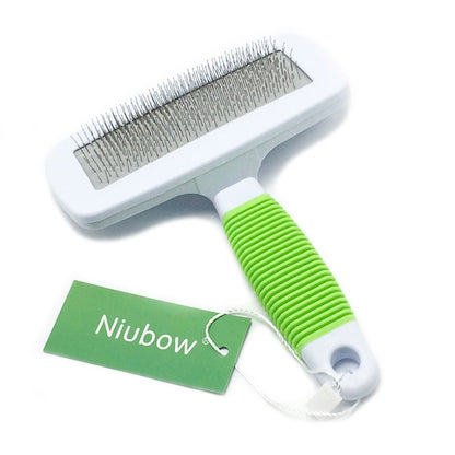 Professional Quality Pet Slicker Brush with Coated Pin Tips for Dogs & Cats - Gently Removes Mats & Loose Dead Hair Easily (Small, Green)