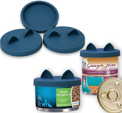 OHMO 2 Pack Cat Food Can Lids, Small Size (3 oz) Silicone Pet Food Can Lids Covers for 3 oz Cat Food Cans, Light Green