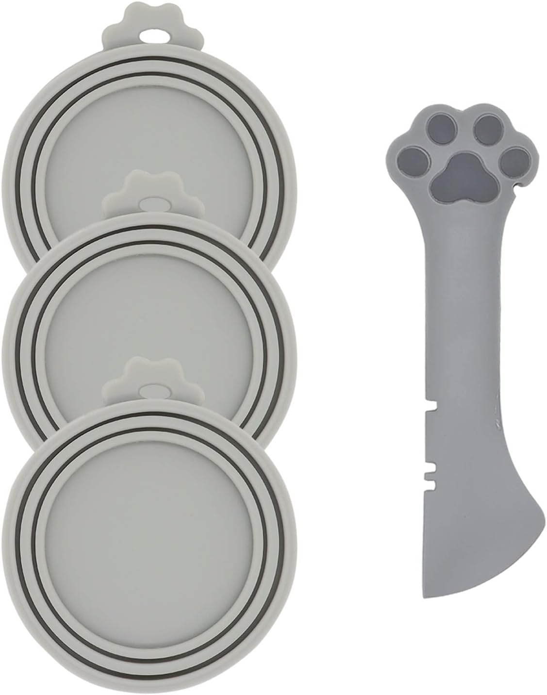 Pet Can Opener & 3 Pcs Cat Food Can Lids | Universal BPA Free Silicone Covers & Multi-Function Wet Food Spoon for Cat and Dog Food(Dark Blue)