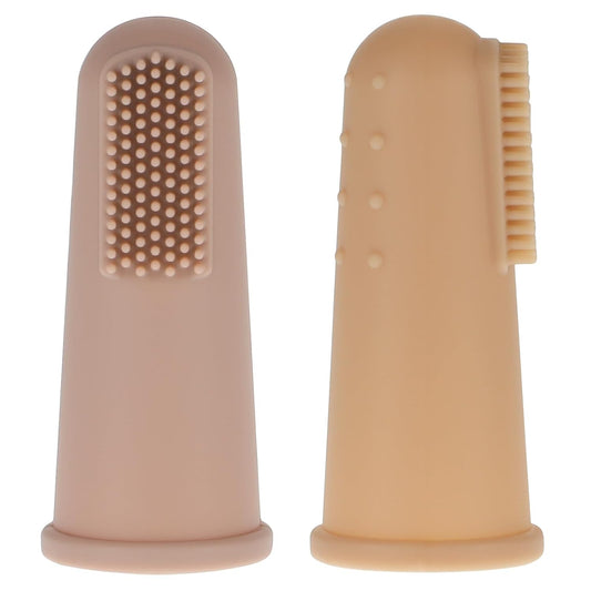 Baby Finger Toothbrush with Case, Food Grade Silicone, BPA Free, 2-Pack (Sage+Ether)