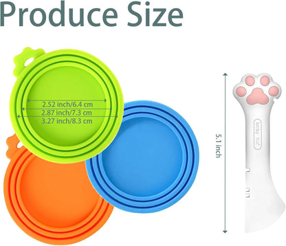 Cat Spoons for Wet Food Pet Can Lid Cover, Silicone Multi-Function Cute Paw Shape Opener Spatula Cat Food Spoon Cat Food Can Lid (Mixing colors)