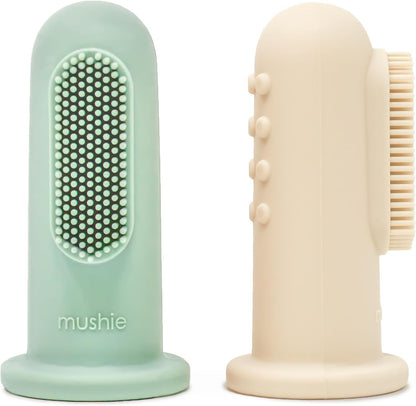 mushie Baby Finger Toothbrush (Tradewinds/Stone) 2-Pack