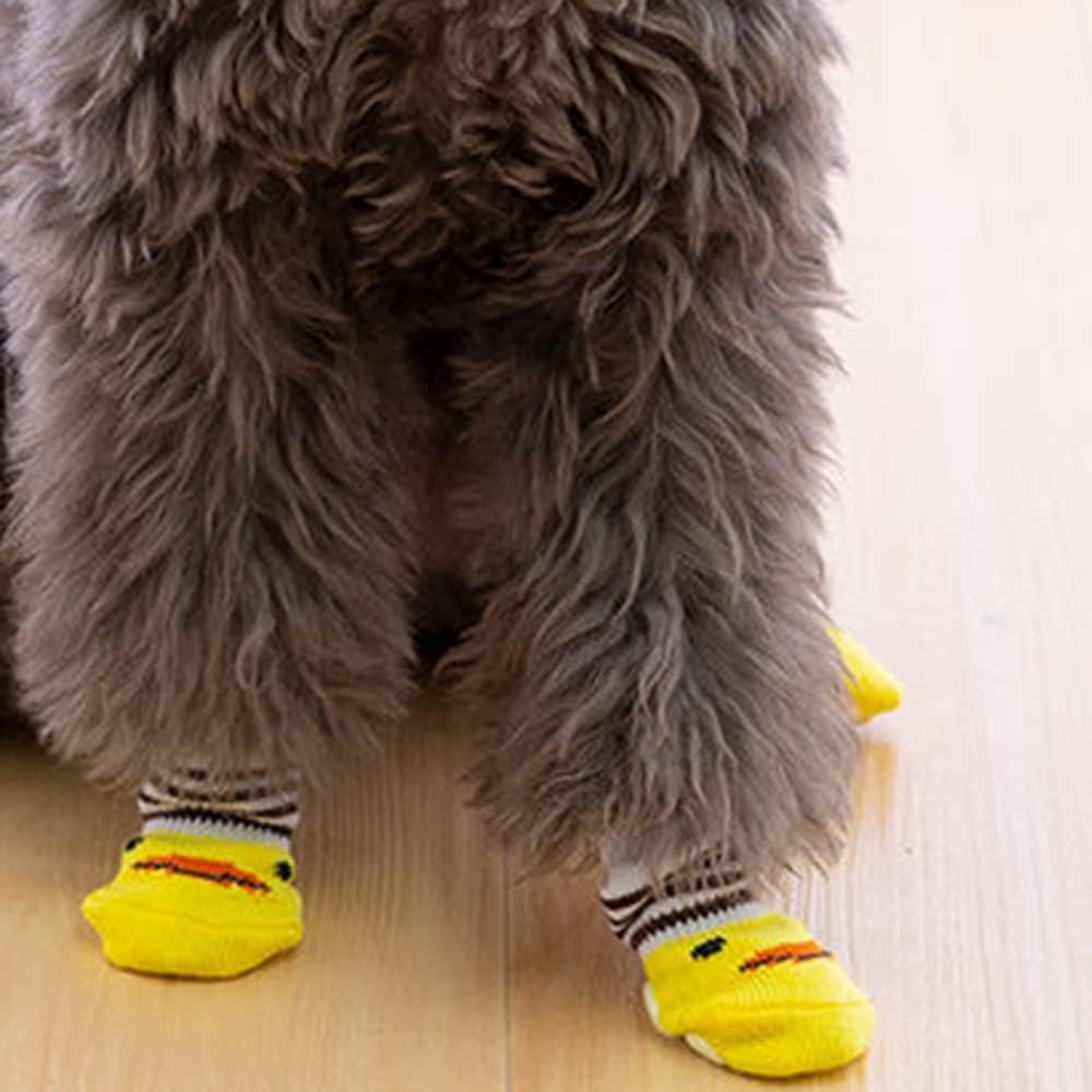 4 Pairs Dog Socks for Small Dogs, Anti Slip Dog Socks, Dog Grip Socks, Soft Pet Puppy Doggie Socks to Prevent Licking, Non Slip Paw Protection for Hardwood Floors Indoor Outdoor (S)