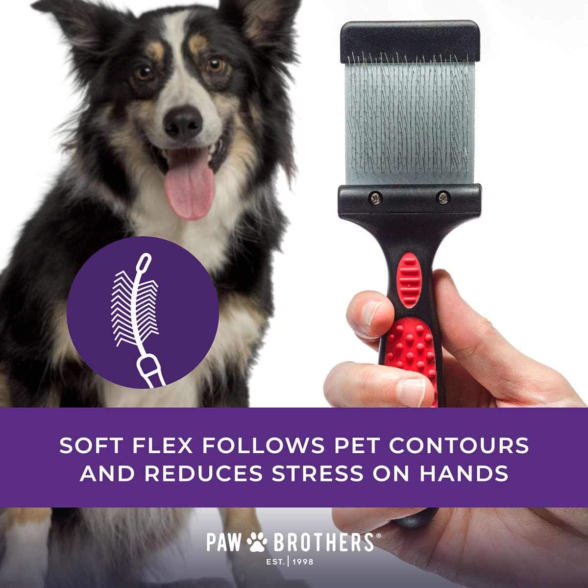 Paw Brothers Double Sided Extra Firm Flex Slicker Brush, Large