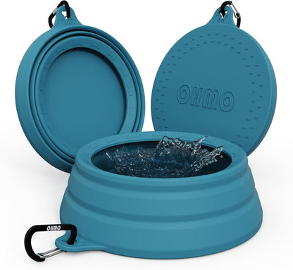 OHMO Spill Proof Collapsible Dog Water Bowl 24oz for Cars, No Splash Portable Bowls for Dog Travel, Dishwasher Safe, Pet Essentials for Road Trips, Cat Travel Accessories
