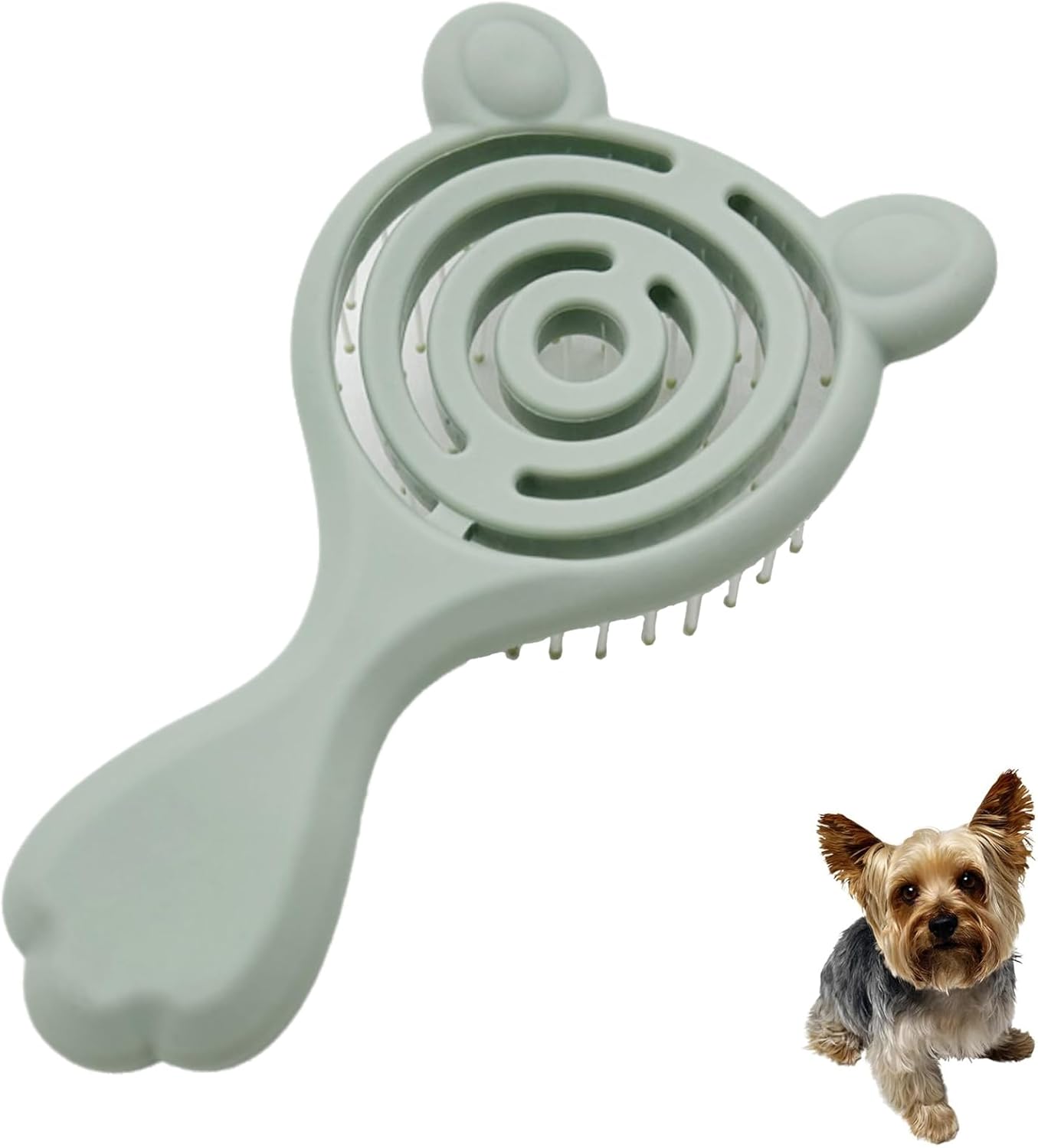 Cat-Ear Design Puppy Brush, Gentle Soft-Bristle Small Dogs Plastic Detangling Grooming Tool, Fit for Yorkie Shih Tzu Maltese Maltipoo (Light Pink)