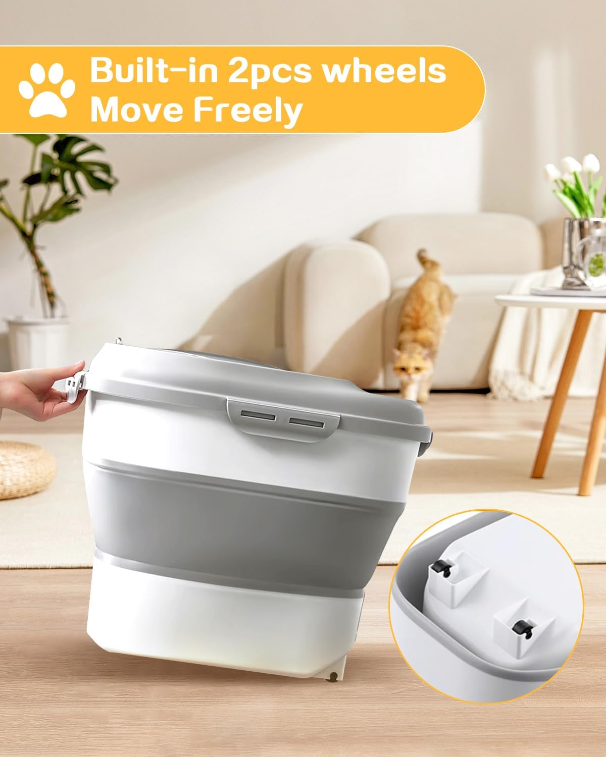 ANVS Dog Food Storage Container-Up to 30Lbs Collapsible Dog Food Container with Airtight Lids, Scoop and 2.5L Small Pet Food Storage Container Dry Food For Dog, Cat and Other Pet Food (Green)