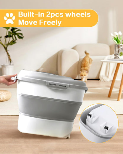 ANVS Dog Food Storage Container-Up to 30Lbs Collapsible Dog Food Container with Airtight Lids, Scoop and 2.5L Small Pet Food Storage Container Dry Food For Dog, Cat and Other Pet Food (Green)