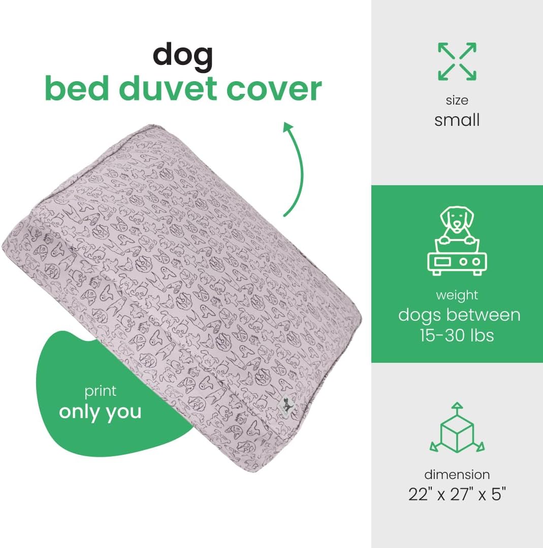 Molly Mutt Medium to Large Dog Bed Cover- Forever Young Print - Measures 27”X36”X5’’ - 100% Cotton - Durable - Breathable - Sustainable - Machine Washable Dog Bed Cover (Dd82b)