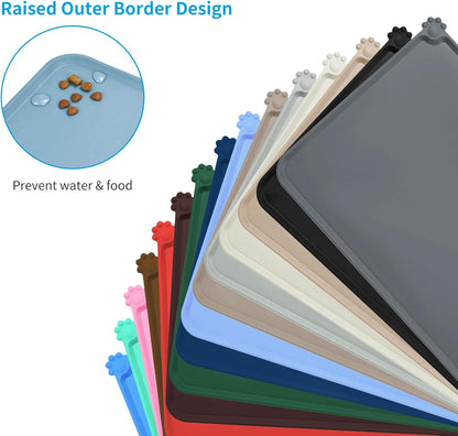 AUDWUD Silicone Waterproof Pet Feeding Mats,Anti Slip Bowl Pad,Dog Mat for Food and Water