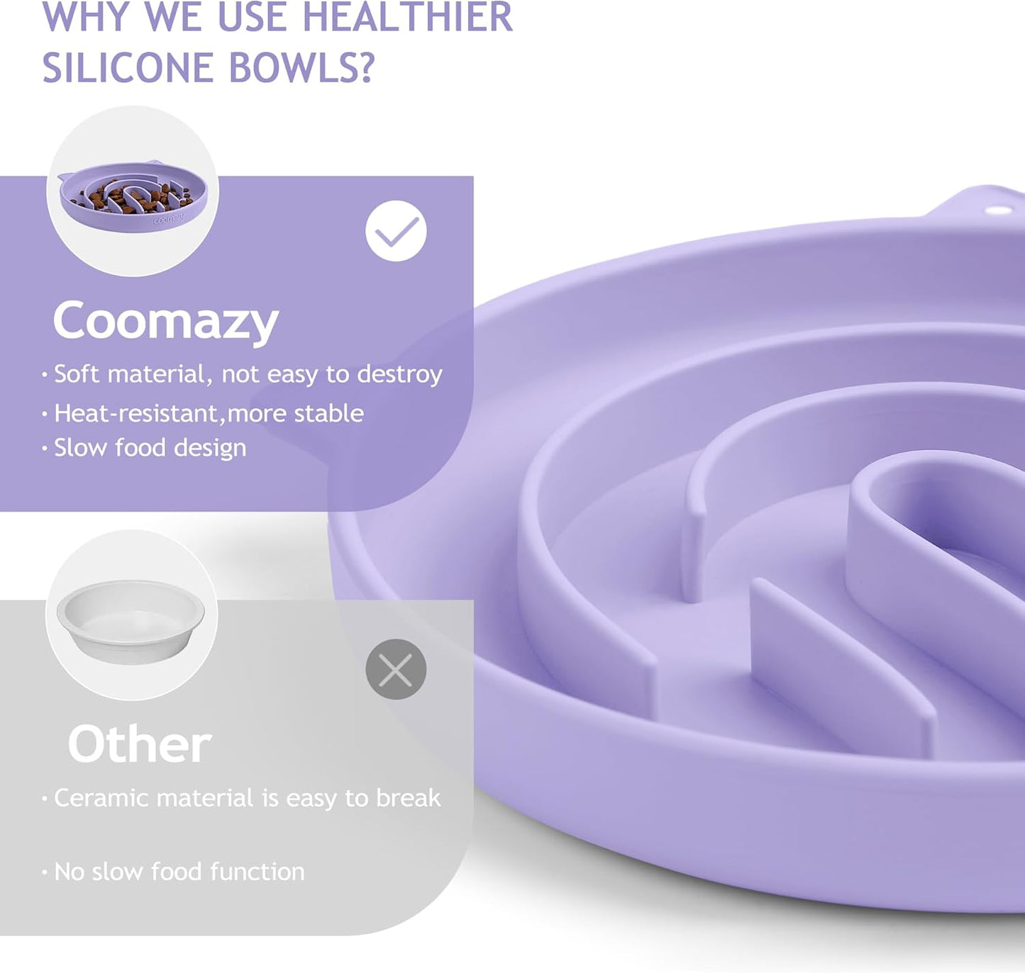Coomazy Large Silicone Slow Feeder Dog Bowls, Interactive Puzzle Toy for Pets Food Training, Keeps Dogs Busy, Prevents Puppy Overeating (Dark Green, Large: 3.2Cup)