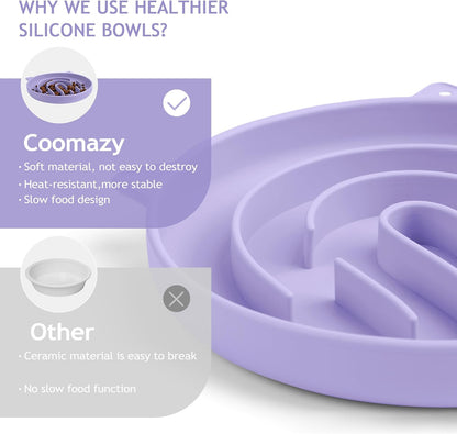 Coomazy Large Silicone Slow Feeder Dog Bowls, Interactive Puzzle Toy for Pets Food Training, Keeps Dogs Busy, Prevents Puppy Overeating (Dark Green, Large: 3.2Cup)