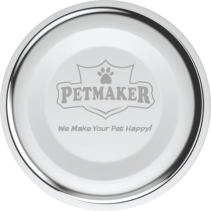 Set of 2 Stainless Steel Dog Bowls - 40oz Pet Bowls with Decorative Dog Food Stand - Metal Food and Water Dishes for Large Pets - Puppy Essentials by PETMAKER (Silver/Black)