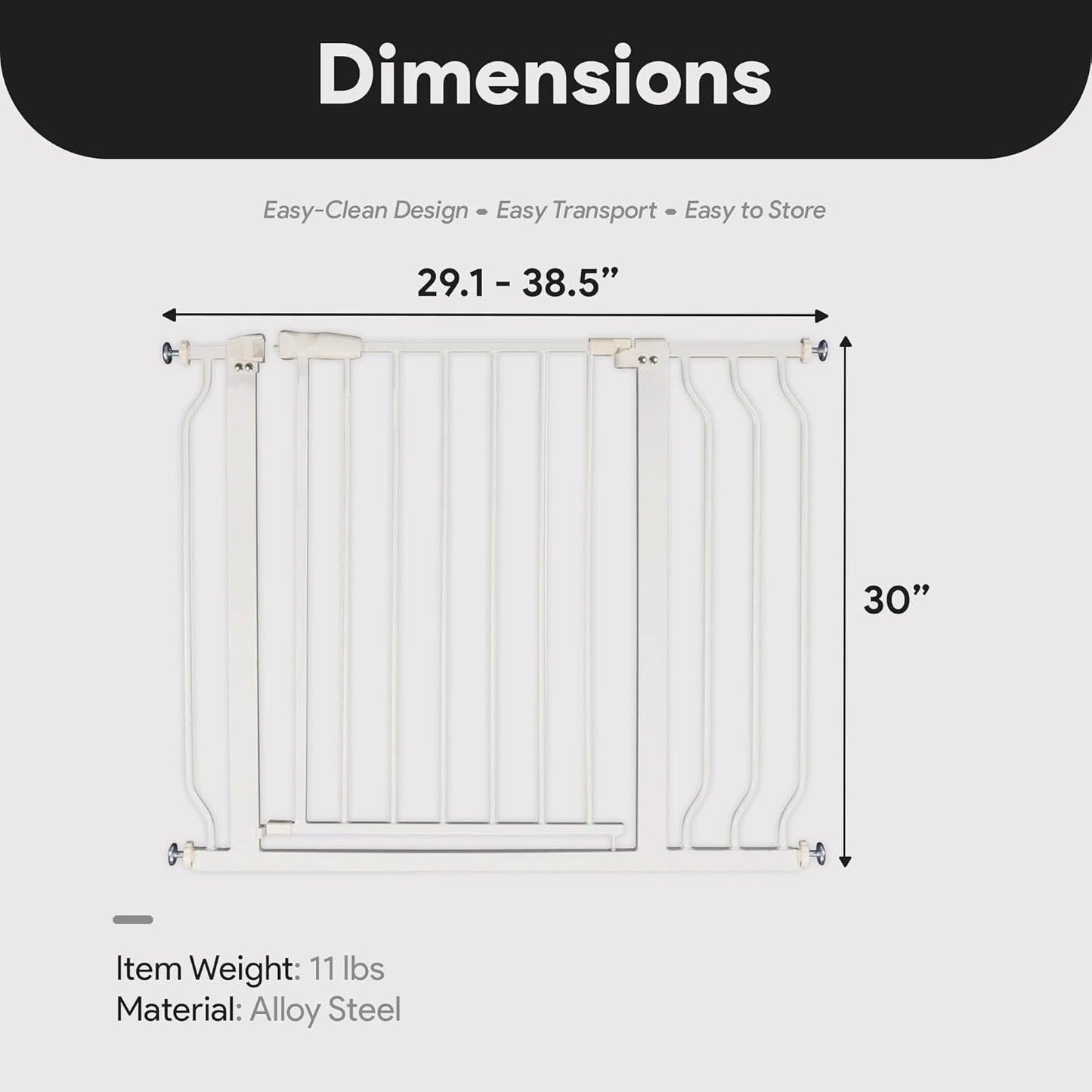BalanceFrom 29.1-38.5" Easy Walk-Thru Baby and Pet Safety Gate with Hold-Open and Auto-Close – Adjustable Steel Barrier for Stairs, Doorways, and Hallways, No Drilling Installation