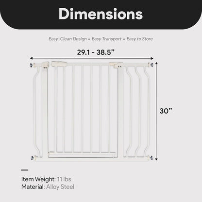 BalanceFrom 29.1-38.5" Easy Walk-Thru Baby and Pet Safety Gate with Hold-Open and Auto-Close – Adjustable Steel Barrier for Stairs, Doorways, and Hallways, No Drilling Installation