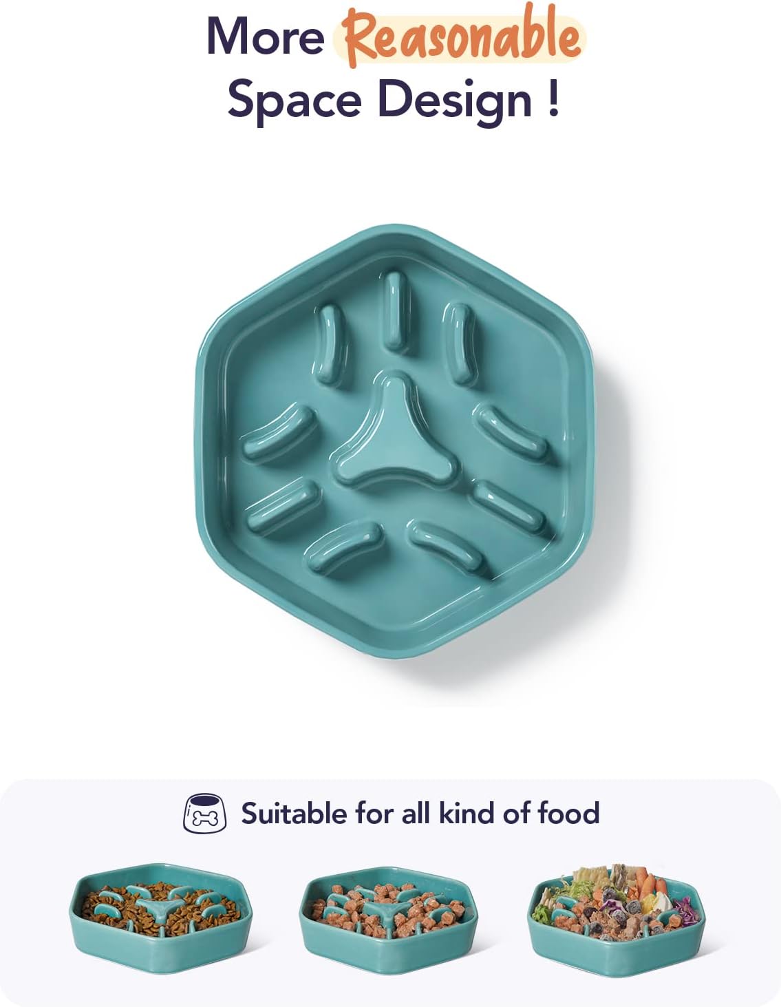 Slow Feeder Dog Bowl - 1.5 Cups Ceramic Puzzle Feeder for Small & Medium Breeds, Maze Design Bowl for Puppy & Fast Eaters, White Pet Dish to Control Eating Speed