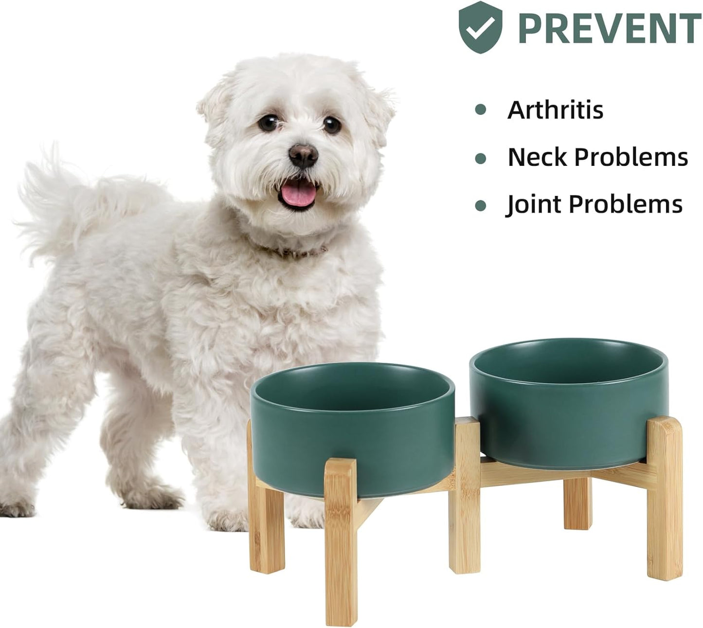 Havniva 8.3” Dog Bowls Elevated Ceramic Dog Food and Water Bowl, Raised Dog Water Bowl with Stand Non-Slip Rubber Base Large Capacity Feeding Pet Food Bowl for Large Dogs